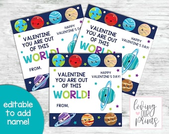 Solar System Valentines, Space Valentines, Planet Valentines, Solar System Valentines Day Cards, Solar System Valentine Cards