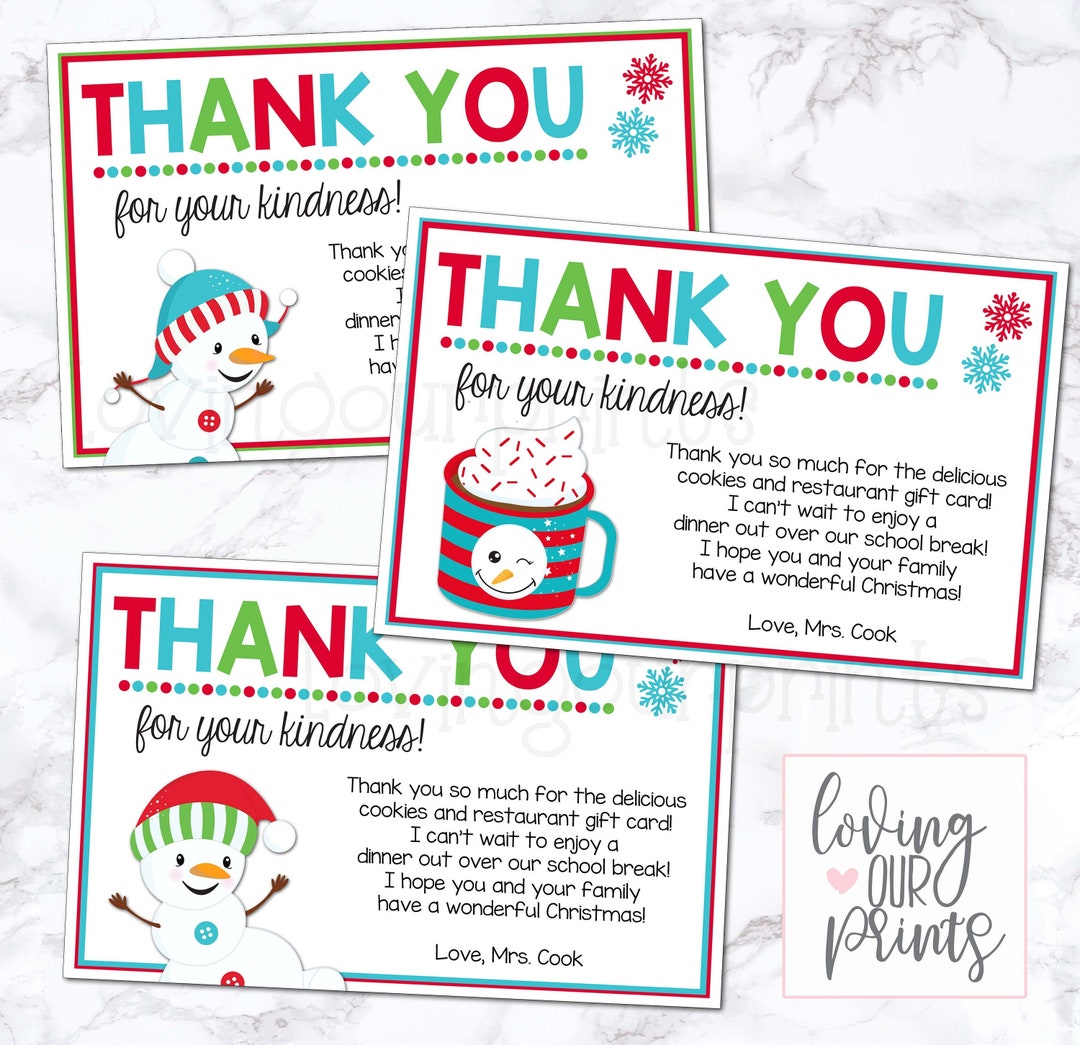 Winter Thank You Cards Printable, Editable Winter Thank You Cards