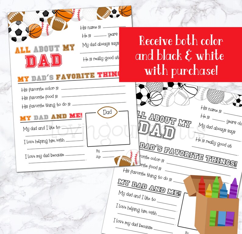 Fathers Day Gift, All About My Dad, Fathers Day Questionnaire, Fathers ...