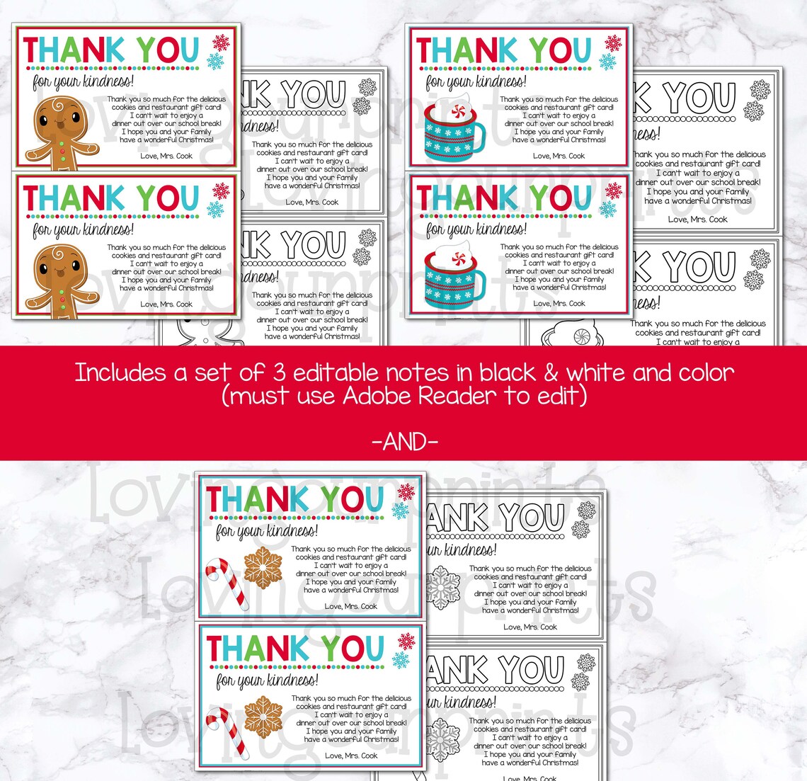 Holiday Thank You Cards Holiday Thank You Notes Christmas Etsy