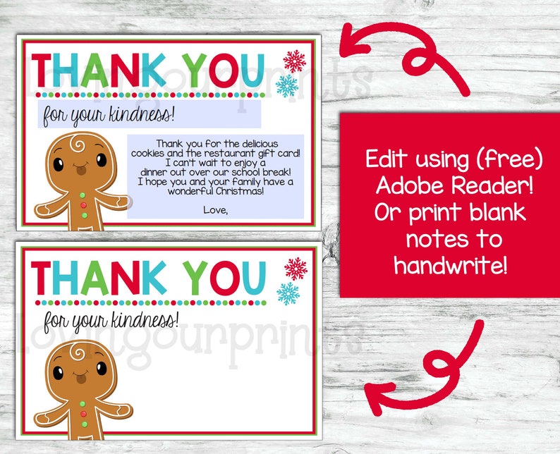 Holiday Thank You Cards Holiday Thank You Notes Christmas Etsy
