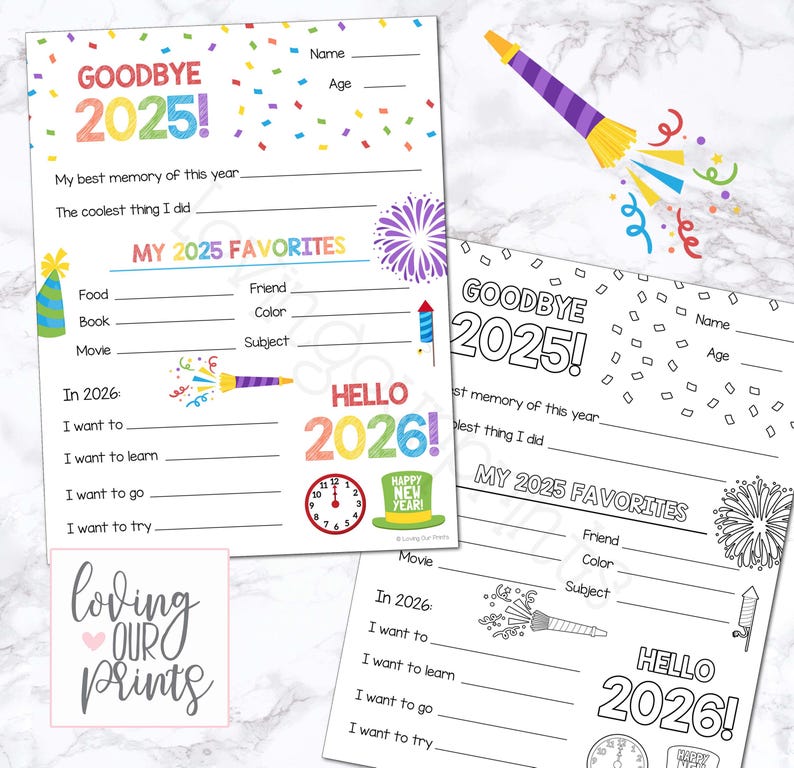 New Year Goals for Kids, New Years Resolution Kids, New Years Resolution Worksheet, New Year Resolution for kids, New Year 2026 image 1