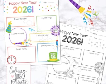 New Years Worksheet, New Years Resolution Worksheet, New Years Resolution Printable, New Year Goals, New Year Goals for Kids