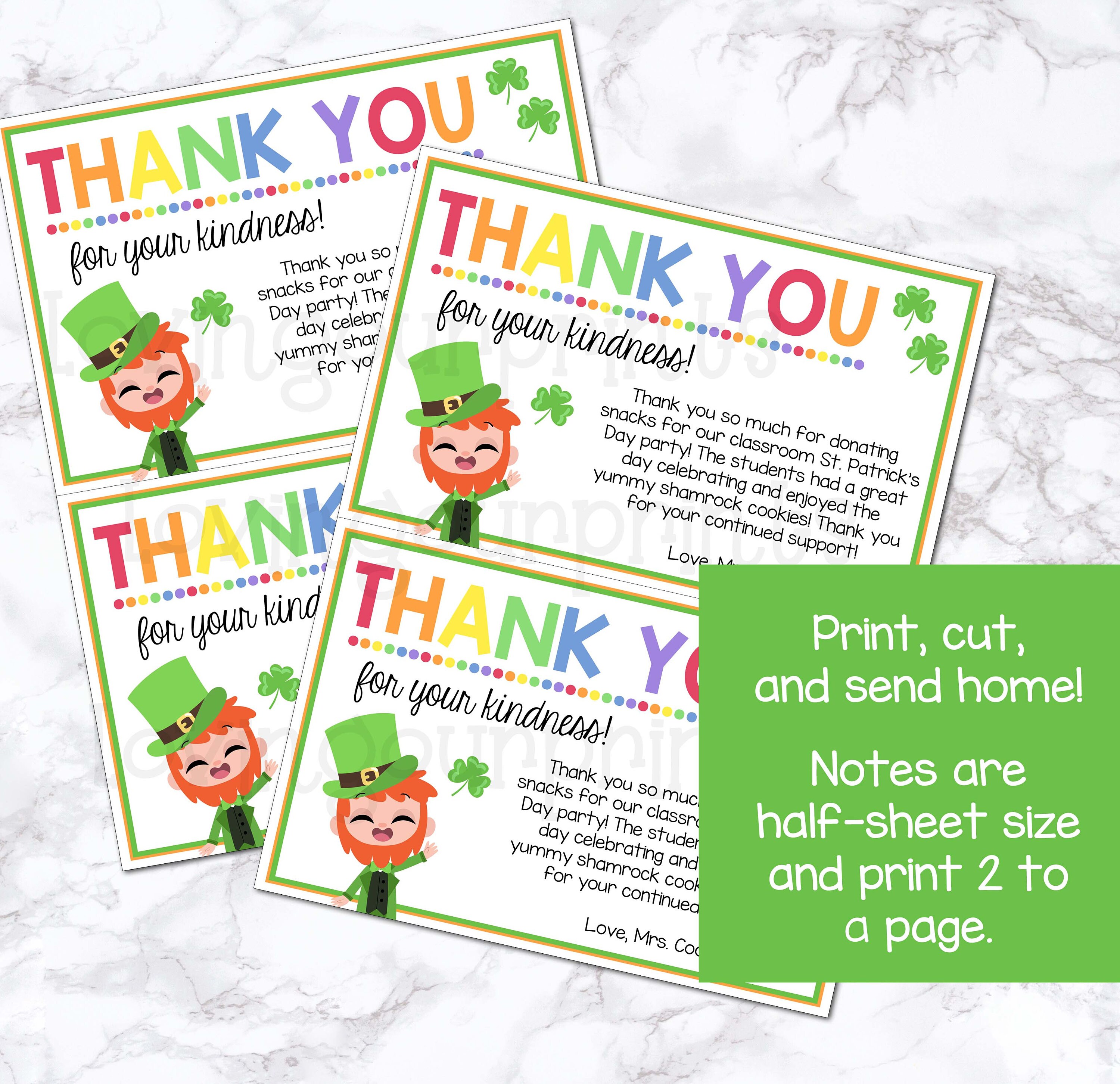 St Patricks Day Thank You Card, St Patricks Day Thank You, Editable St ...
