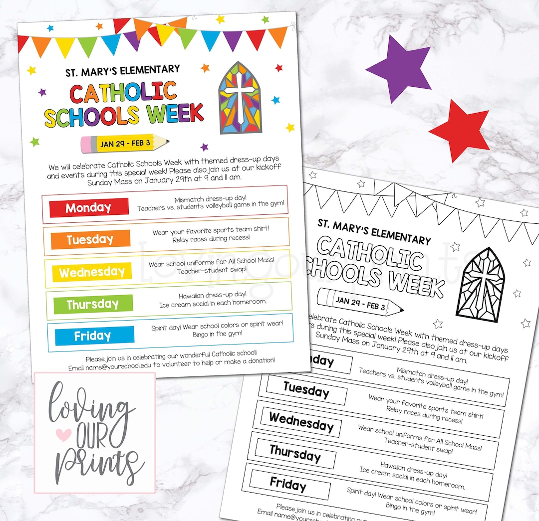 Catholic Schools Week Template, Editable Event Flyer Template, Catholic