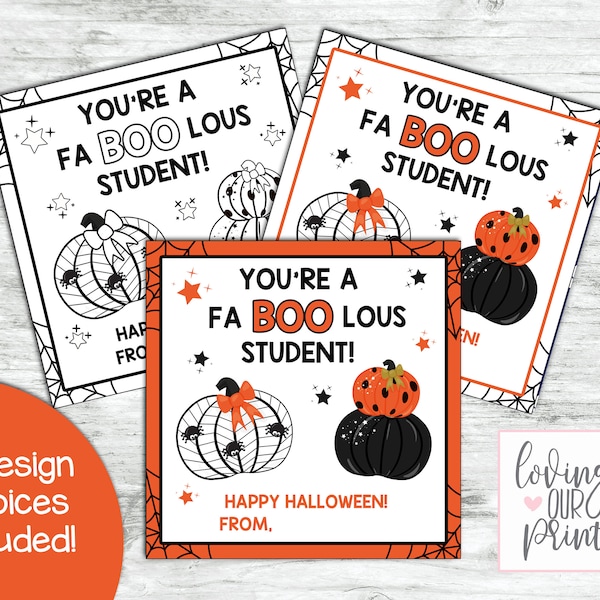 Halloween Treat Tags Printable, Editable Halloween Tags, Editable Halloween Favor Tags, Student gifts from teacher Halloween