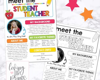 Meet the Student Teacher, Meet the Student Teacher Template, Meet the Teacher Editable Template, Back to School Meet the Student Teacher
