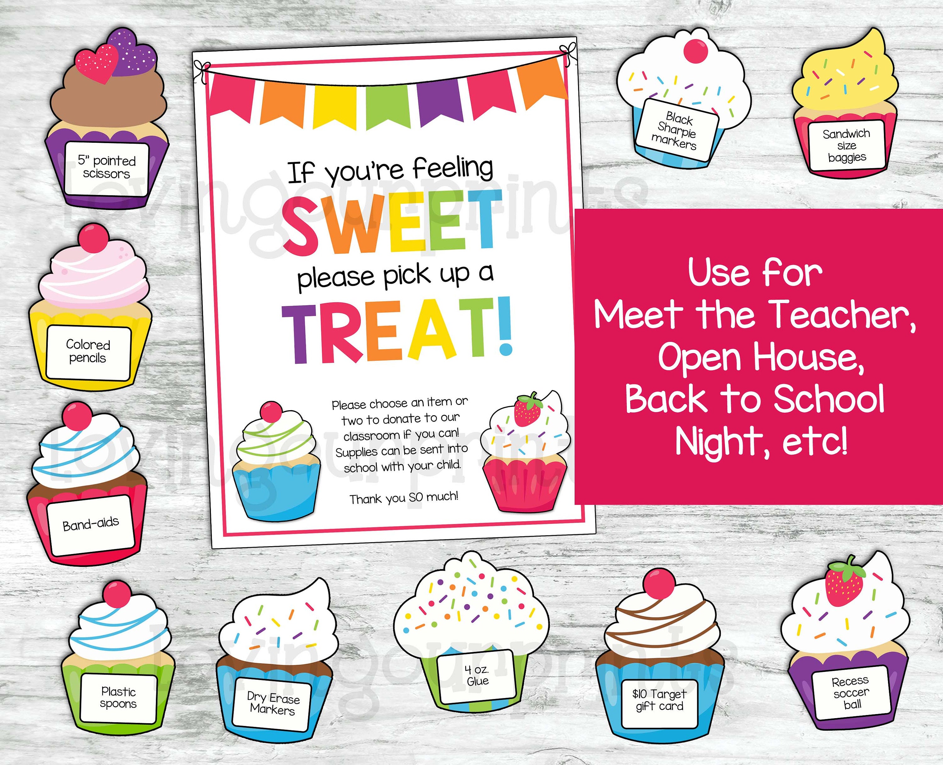 Sweet Treats! Donation Cards for Meet the Teacher/ Open House