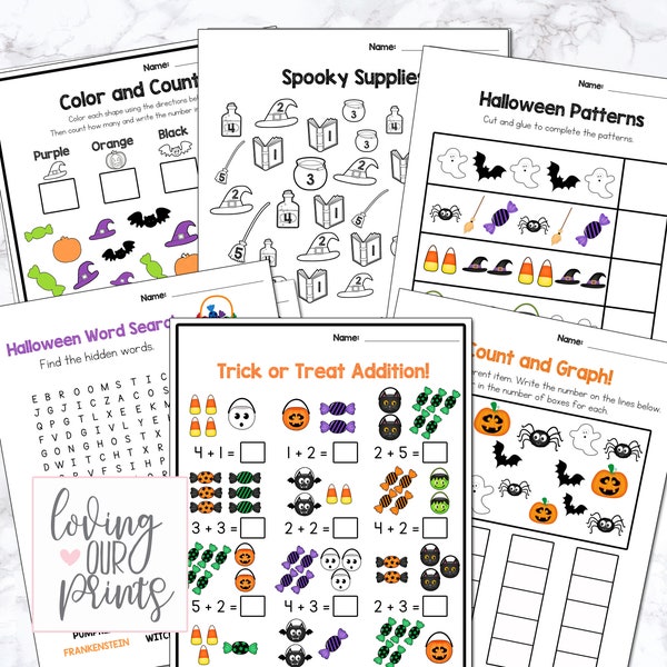 Halloween Printables, Halloween Worksheets for Kids, Halloween Fun Worksheets, Activity Pages for Kids, Halloween Activities for Kids
