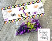 Bugs and Kisses Halloween Tag, Editable Halloween Tags for Kids, Bugs and Kisses Printable, Halloween Treat Bag, Halloween Printables
