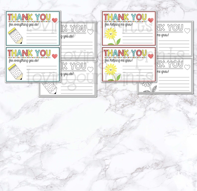 Teacher Appreciation Thank You Note, Teacher Appreciation Notes Bundle ...