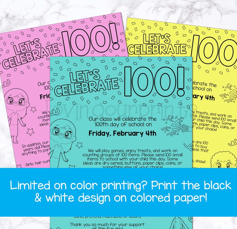 Editable 100th Day of School Parent Letter, 100th Day of School Flyer ...