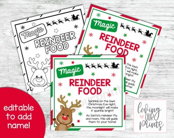 Magic Reindeer Food Tags, Magic Reindeer Food Tag Printable, Magic Reindeer Food Card, Reindeer Food Tag, Reindeer Food, Christmas