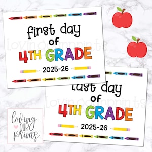 First Day of Fourth Grade Sign, First Day of 4th Grade, First Day of 4th Grade Sign, First Day of Fourth Grade, Back to School Sign