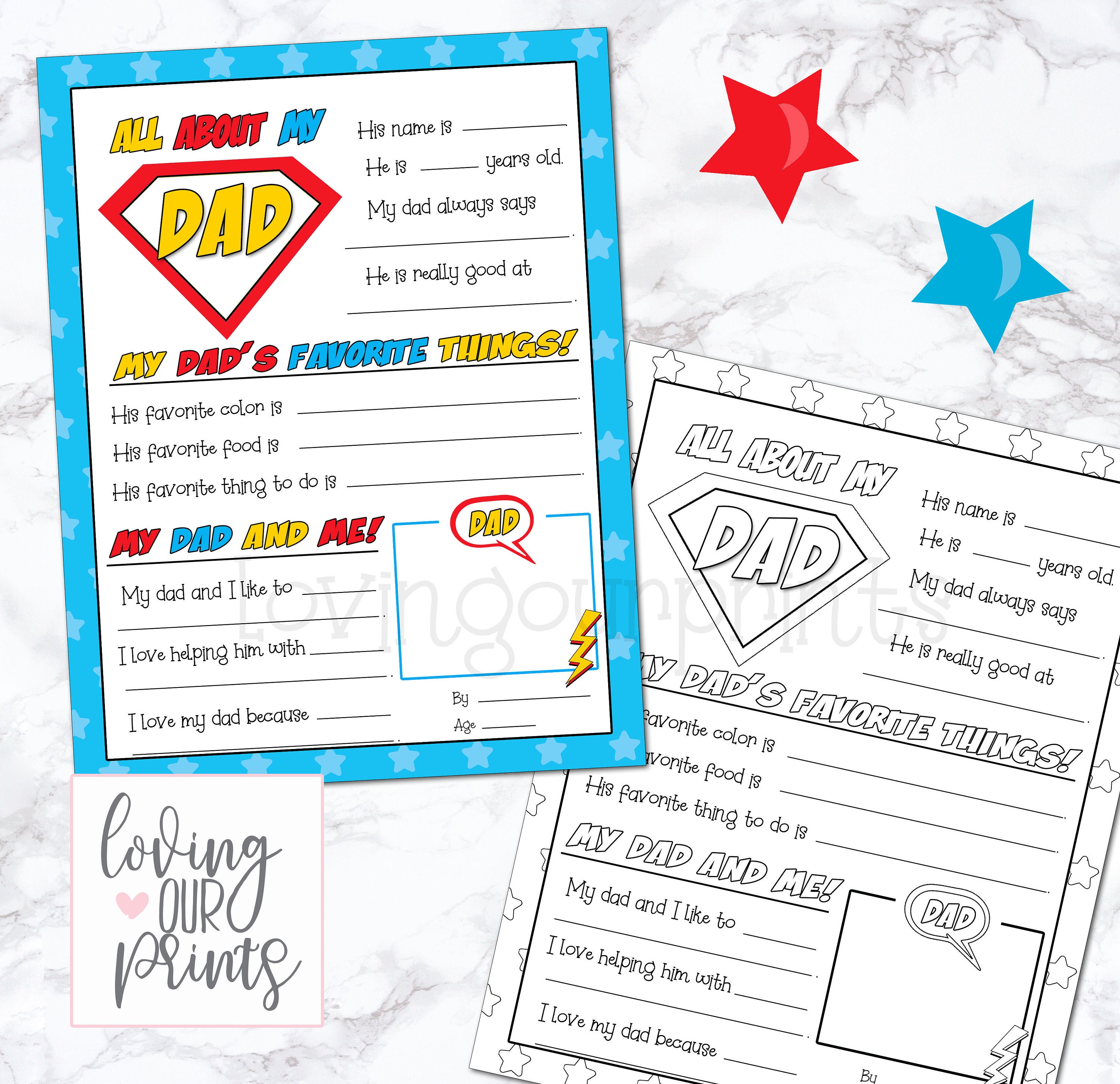 All About My Dad, Fathers Day Questionnaire, Fathers Day Gift, Father…