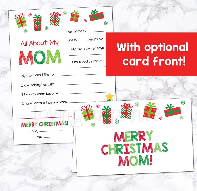Christmas Card for Mom Christmas Card for Parents From Kids - Etsy