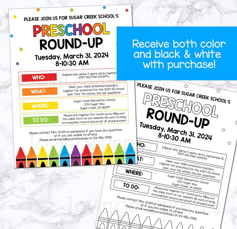 Editable Preschool Registration Flyer, Preschool Roundup School Flyer ...