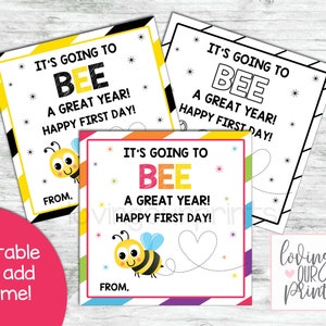 Editable Back to School Treat Label, First Day of School Treat Tag, Treat Tags Back to School Night, First Day of School Gifts for Students