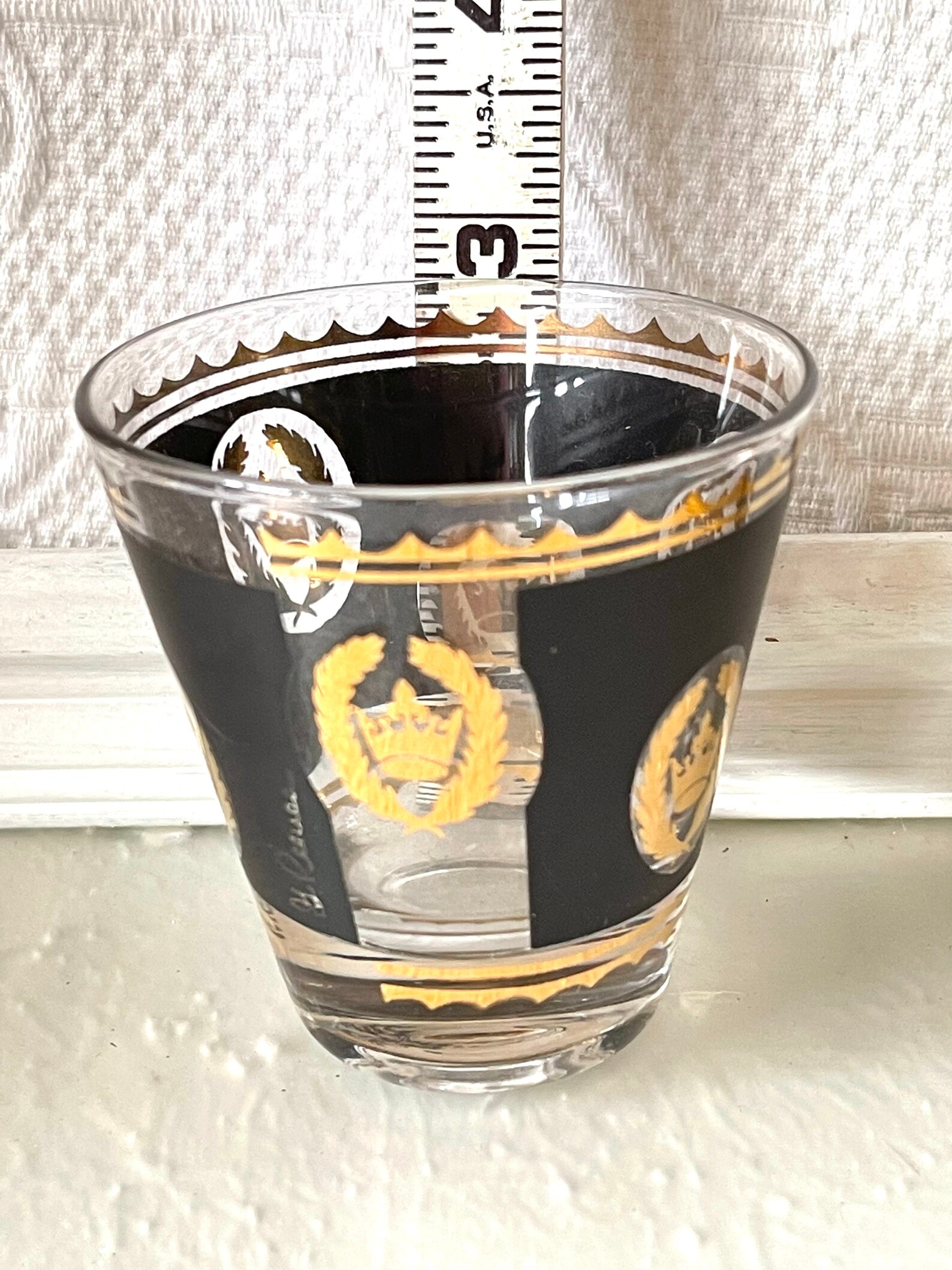 6 MCM Shot Glasses Black and Gold Midcentury Cocktail Glasses Etsy