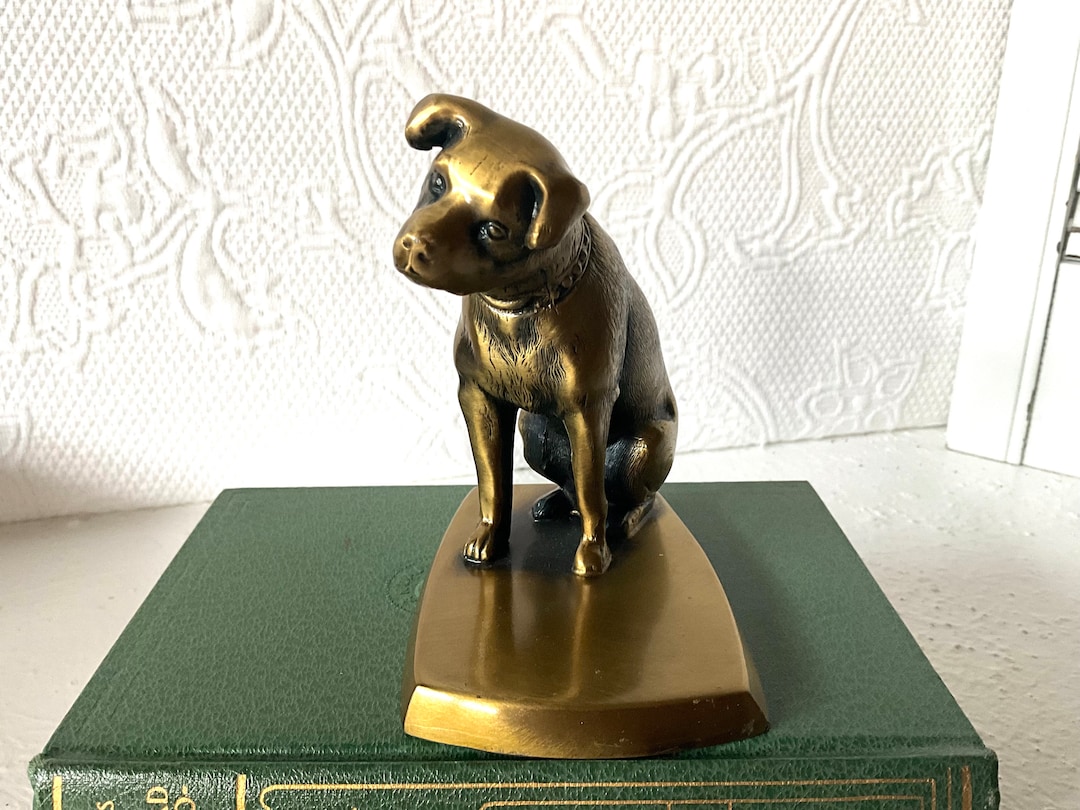 Vintage Brass Dog Statue / Midcentury Decor Etsy