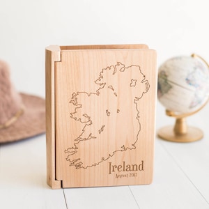 Ireland Travel Photo Album, Map of Ireland Travel Photo Book Wood Album, Irish Gifts, Celtic, Dublin, Cliffs of Moher, Luck of the Irish PA3