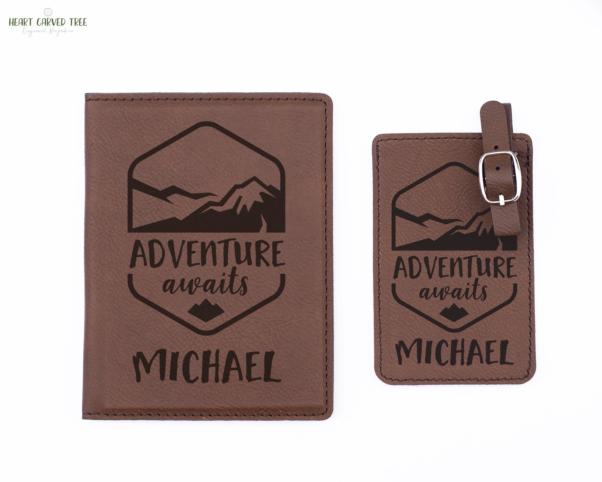 Personalized Hearts Genuine Leather Passport Cover