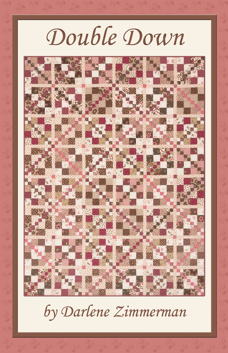 Double Down Quilt Pattern by Darlene Zimmerman. Pink and Etsy