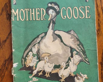 Vintage Mother Goose-boek, jaren 1920, kleur, geïllustreerd, klein, paperback