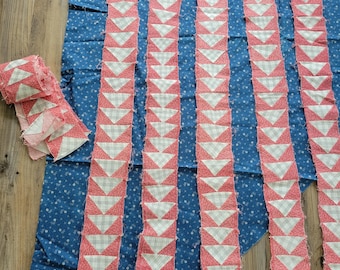 Vintage Quilt Pieces-- late 1800s, early 1900s, Flying Geese strips, hand pieced