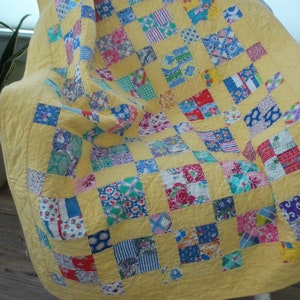 Vintage Feedsack Kit and pattern!  Includes 47 Vintage Feedsack 5" squares, the yellow solid and pattern