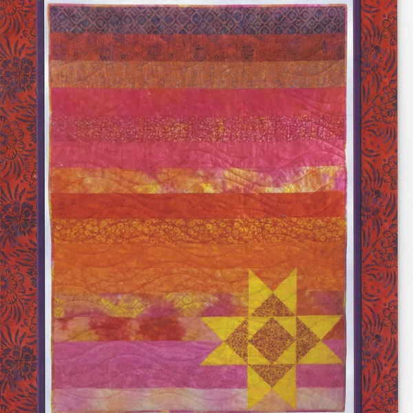 Sunrise, an easy batik quilt, lap size pattern, Easy to make! Rachel Shelburne, designer