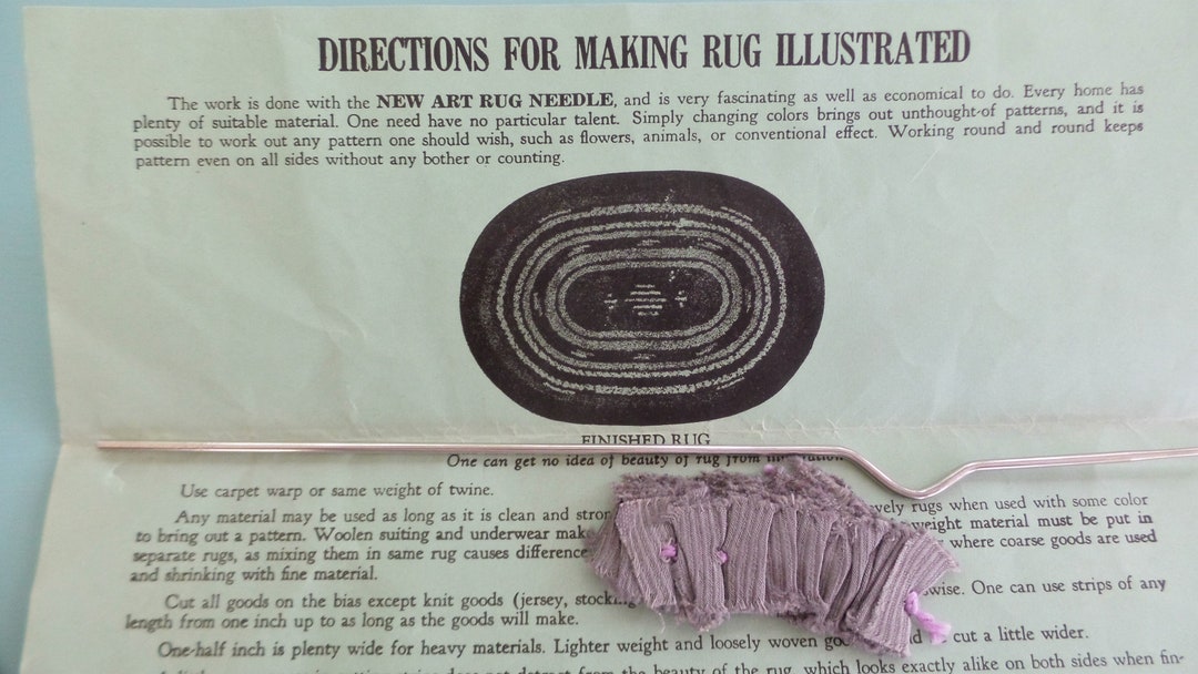 Vintage Rug Making Tool Instructions and Sample Etsy