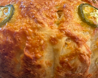 JALAPENO Cheese Bread, Cheddar and Jalapeno Bread Loaf,  Fresh Baked Breads, Edible Gifts, Homemade Baked Bread,