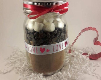 Peanut Butter and Chocolate Chip Hot Chocolate in Mason Jar