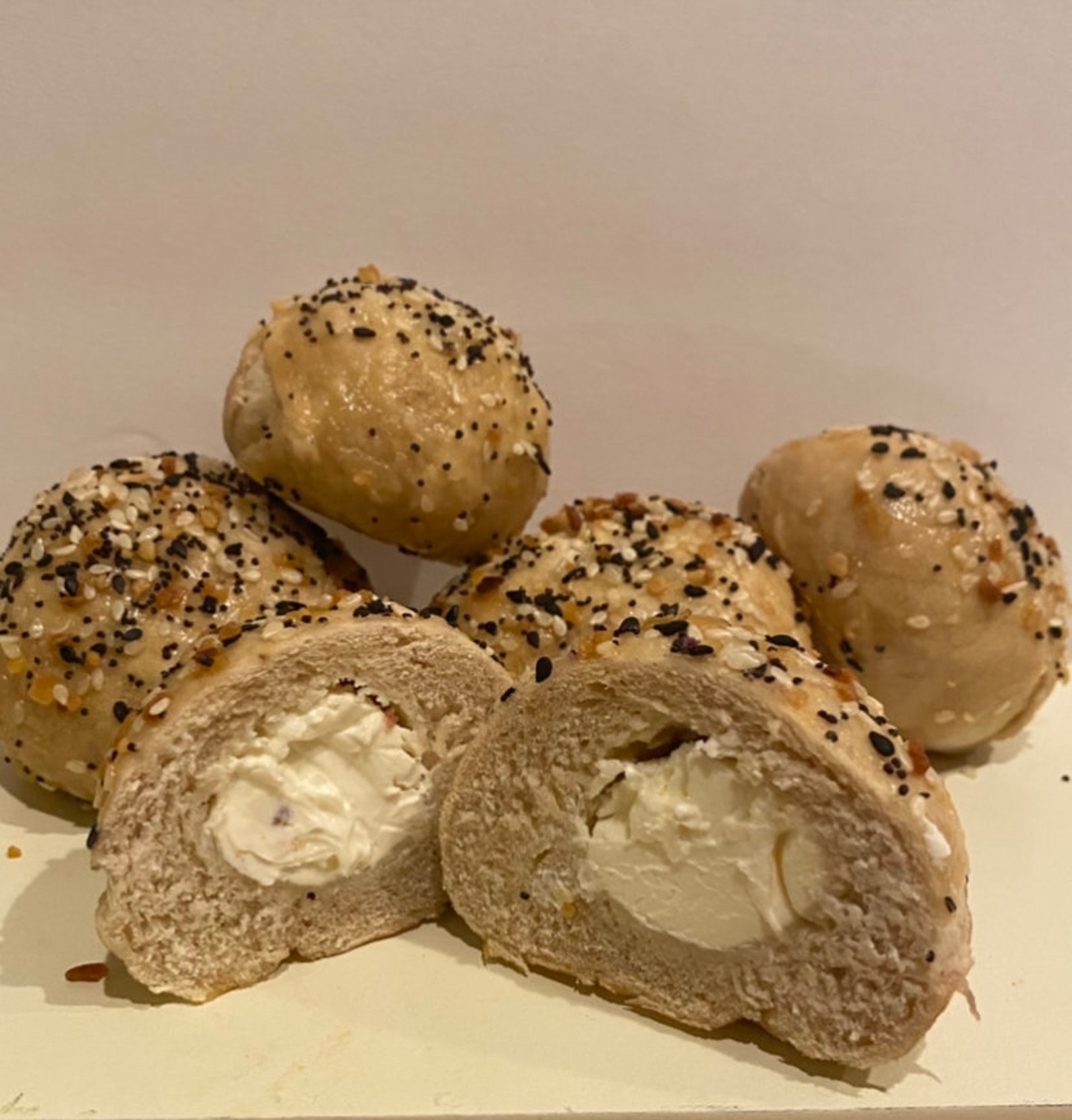 Stuffed Mini Bagels Everything Bagels Sesame BagelsCream Etsy