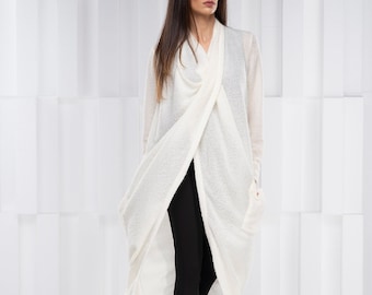 Long Cardigan, Maxi Cardigan, Plus Size Cardigan, Open Women Cardigan, Cotton Cardigan, Oversized Cardigan Sweater, Off white Wrap Cardigan