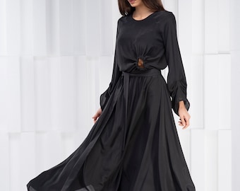 Dress for Women, Black Maxi Dress, Plus Size Maxi Dress, Gothic Dress, Steampunk Dress, Plus Size Clothing, Cocktail Dress, Kaftan Dress