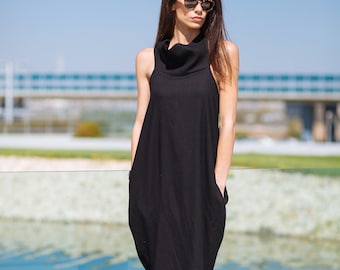 Linen Maxi Dress, Linen Kaftan Dress, Black Linen Dress, Linen Summer Dress, Gothic Plus Size Maxi Dress, Linen Clothing, Plus Size Clothing