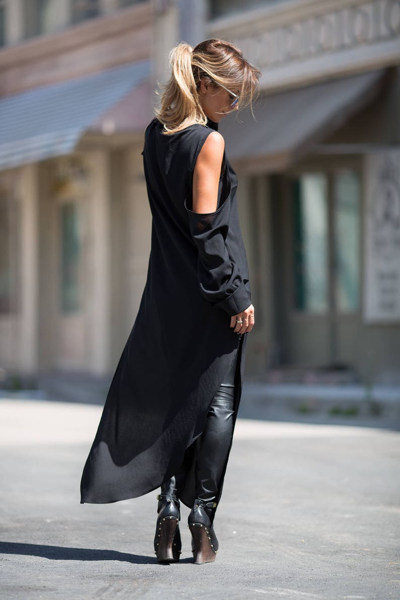Asymmetrical Tunic Dress, Cyberpunk Clothing, Avant Garde Dress, Gothic Clothing, Plus Size Clothing, Women Tunic Dress, Gothic Black Dress image 4