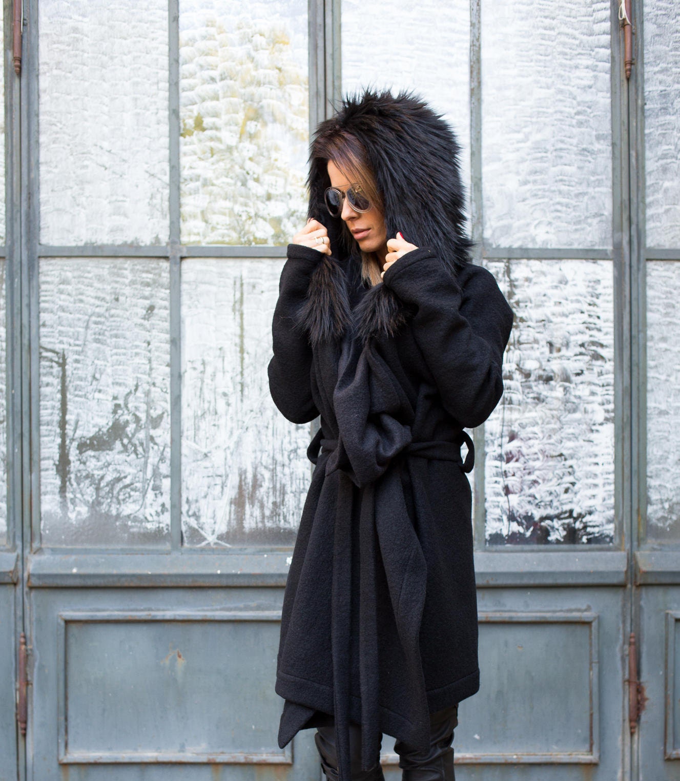 Fur Coat Women Hooded Coat Women Black Coat Winter Coat - Etsy