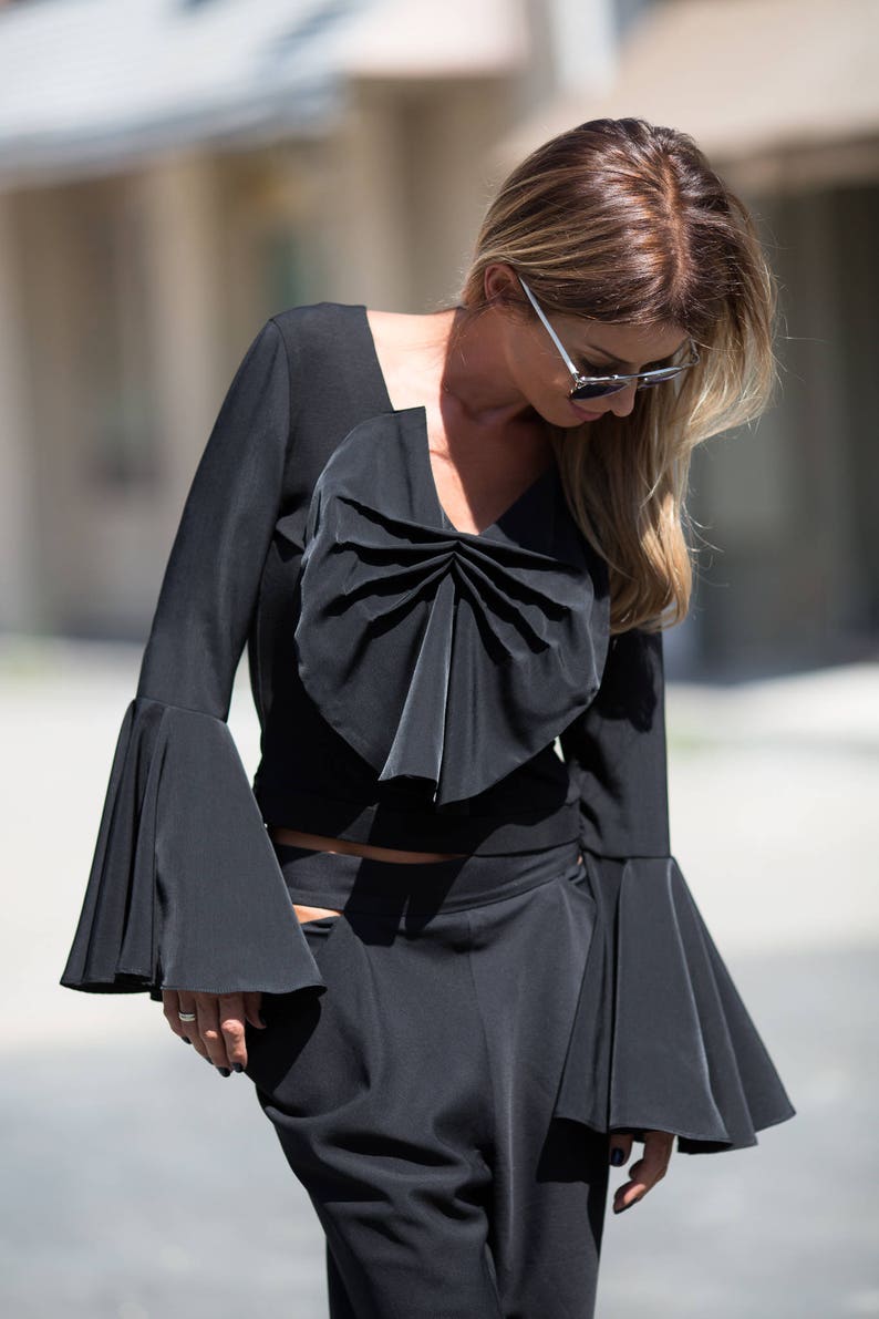 Black Extravagant Top Butterfly Clothing Elegant Blouse | Etsy