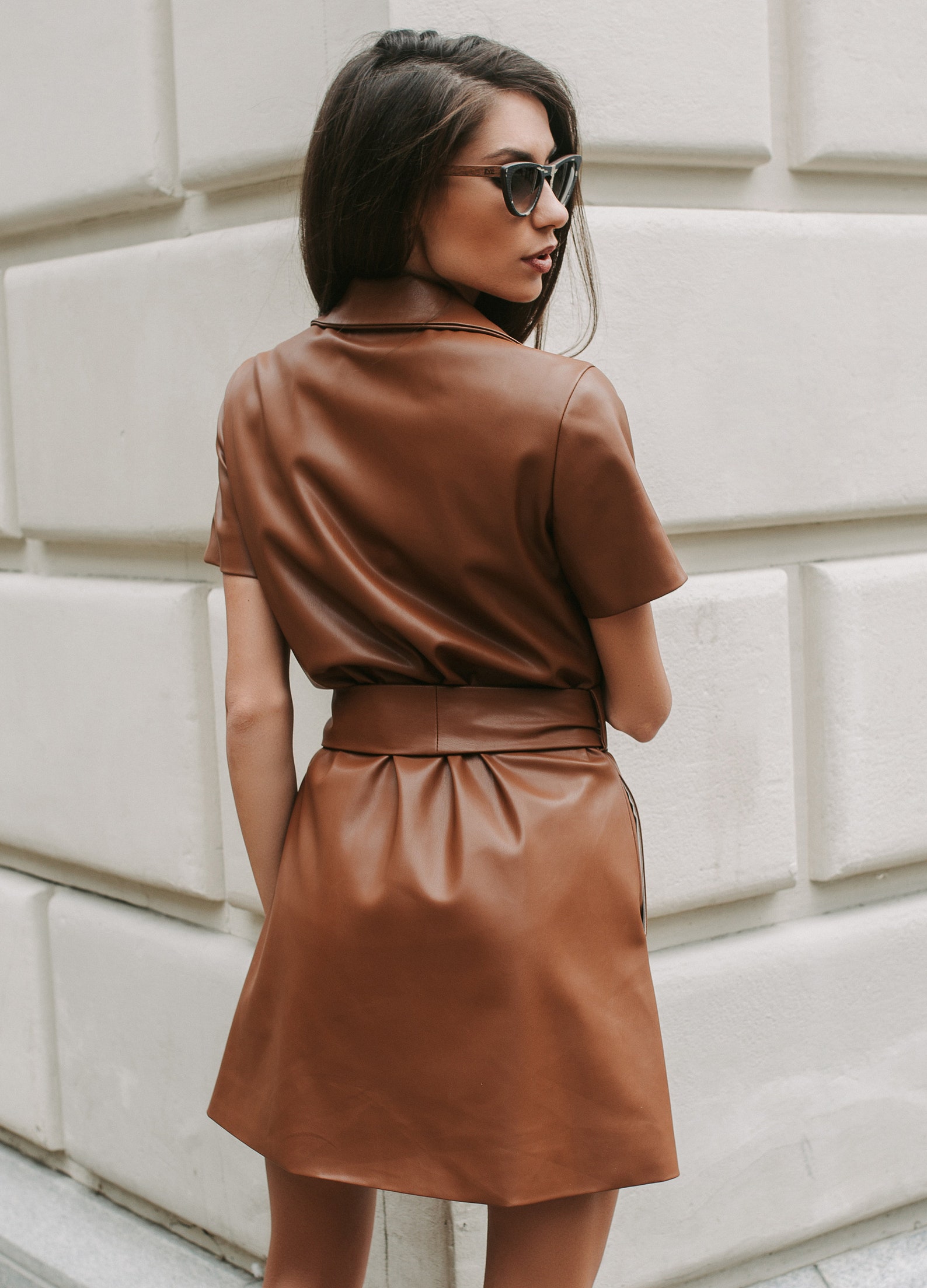 Brown Leather Dress Leather Shirt Dress Boho Dress Sexy Etsy