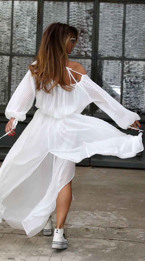 white dress in beach