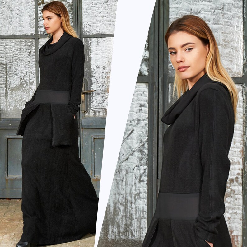 black maxi sweater dress