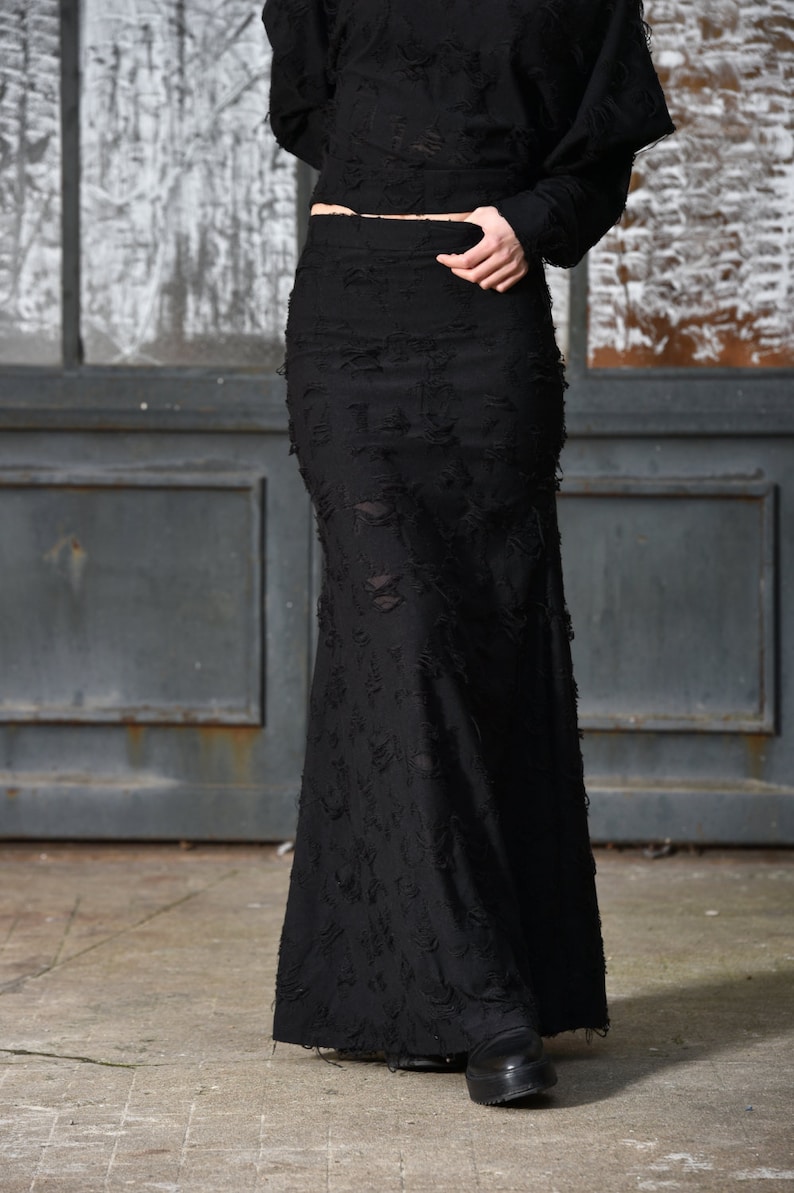 Black Maxi Skirt, Long Skirt, High Waisted Skirt, Plus Size Clothing, Steampunk Skirt, Women Skirt, Boho Skirt, Cocktail Skirt, Gothic Skirt image 5