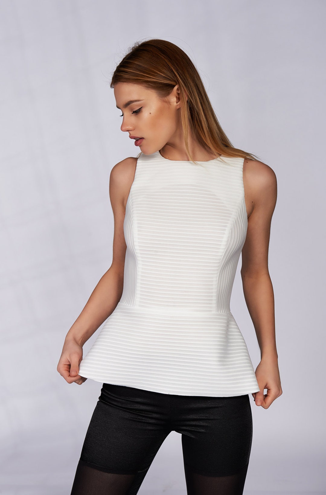 white peplum crop top