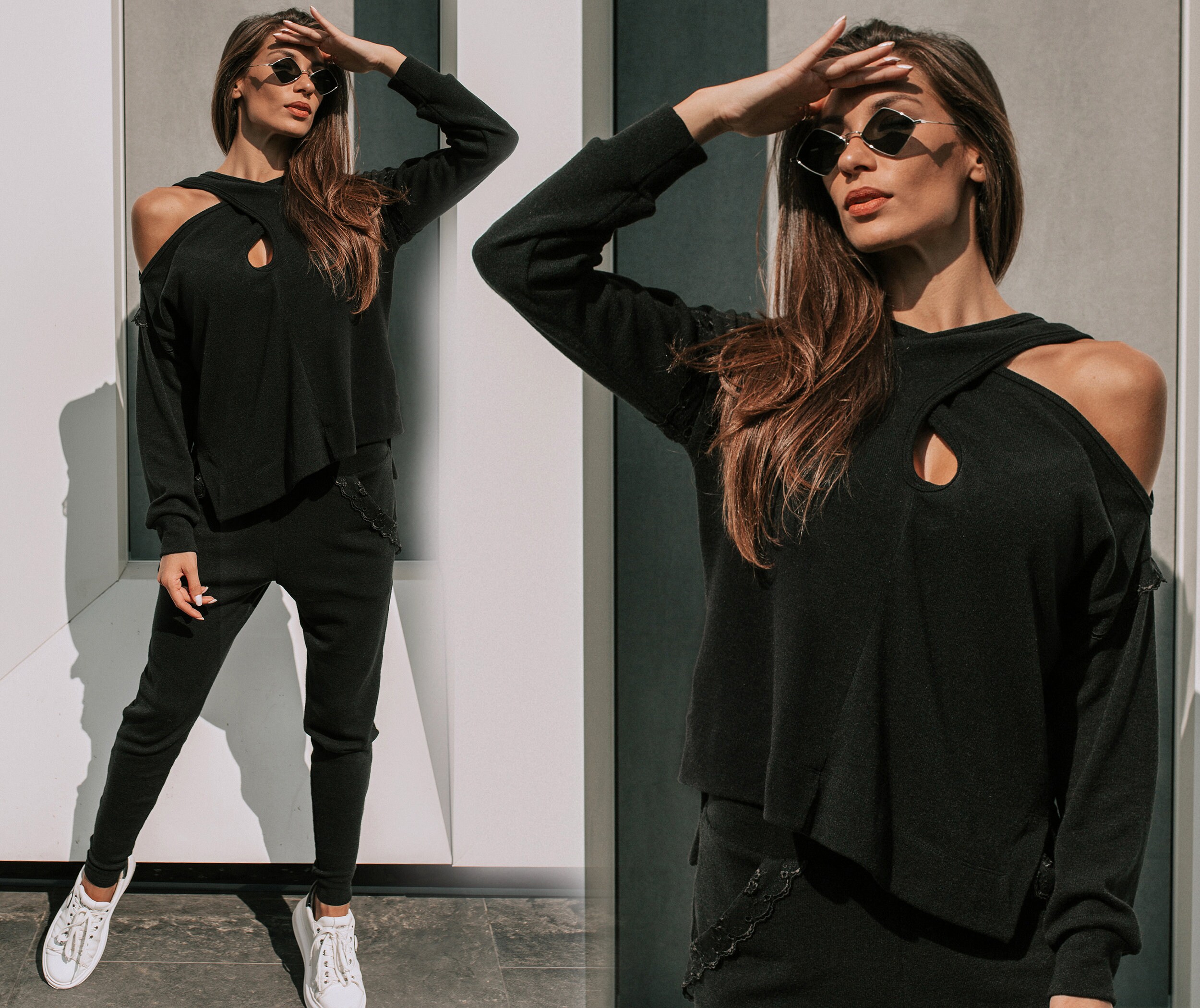 Off shoulder over knit