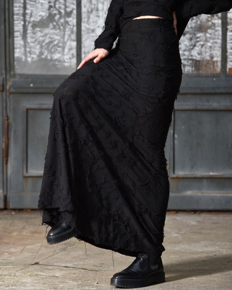 Black Maxi Skirt, Long Skirt, High Waisted Skirt, Plus Size Clothing, Steampunk Skirt, Women Skirt, Boho Skirt, Cocktail Skirt, Gothic Skirt image 1