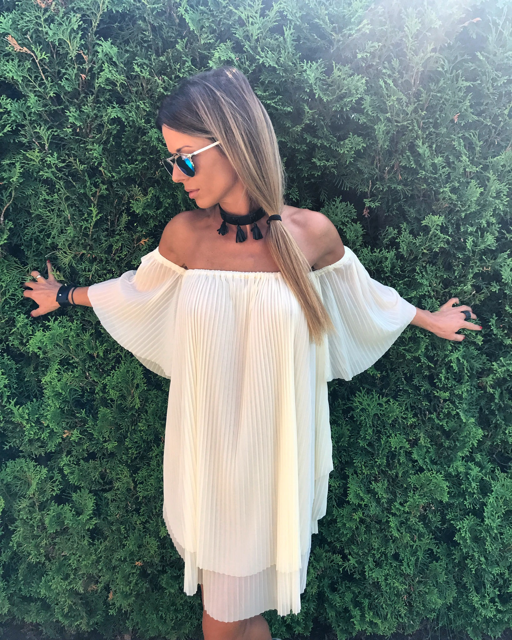 White off the shoulder summer cheap dress
