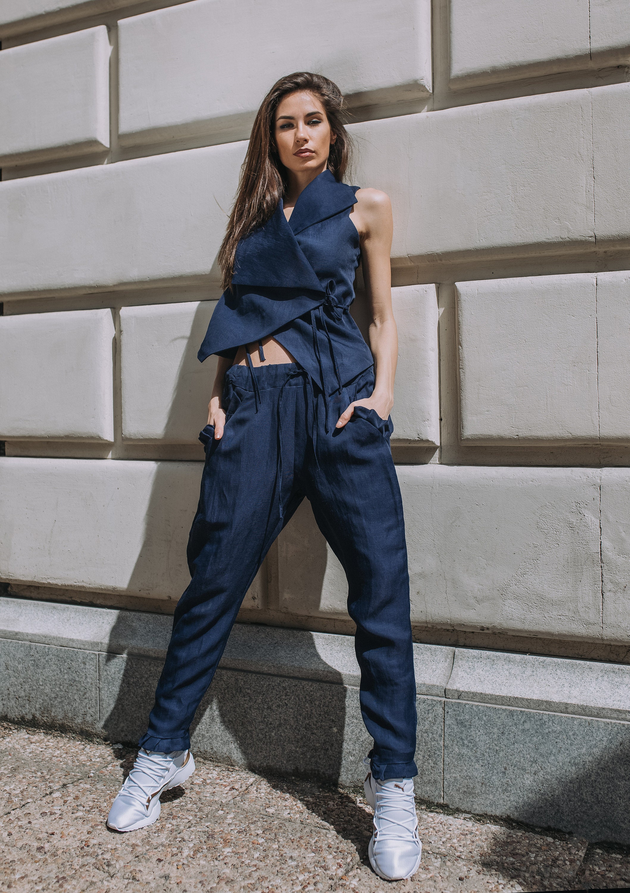 plus size navy blue pants